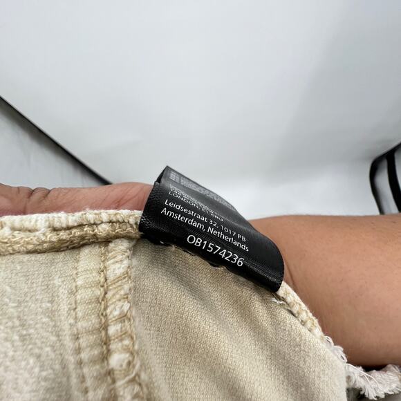 Anthropologie BDG Ruched V Front Flare Cream Suede Jeans Women's 30 90s Y2K - Picture 12 of 14